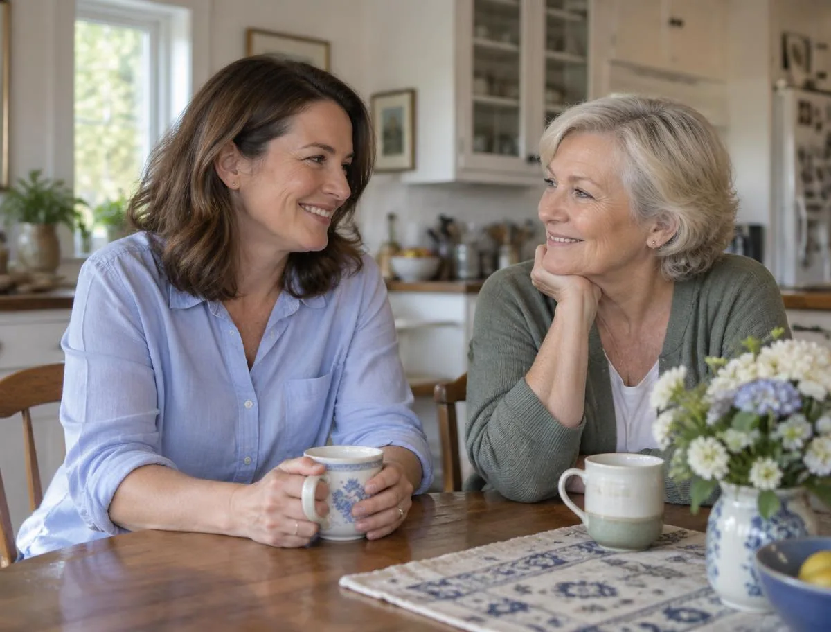 Susan and her mother Ellen sharing tea